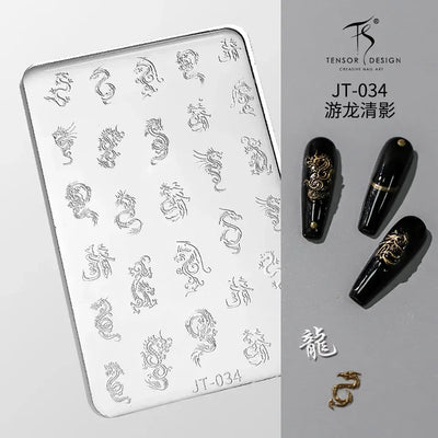 Geometric Bowknot Grid Lace Flora Edge Nail Art Silicone Carving Mold Mould Star Daisy Flower Charms Bow Tie Snowflake Template