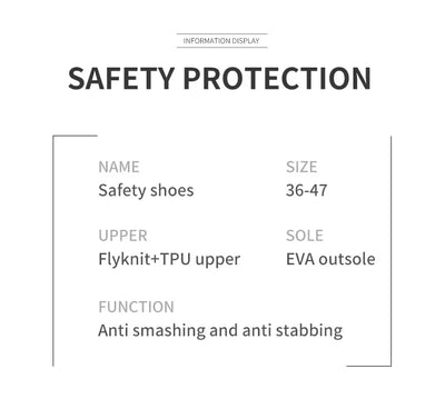 Work Safety Shoes For Men Lightweight Protective Work Sneakers Lightweight Men Shoes Breathable Shoes Anti-Puncture Work Shoe