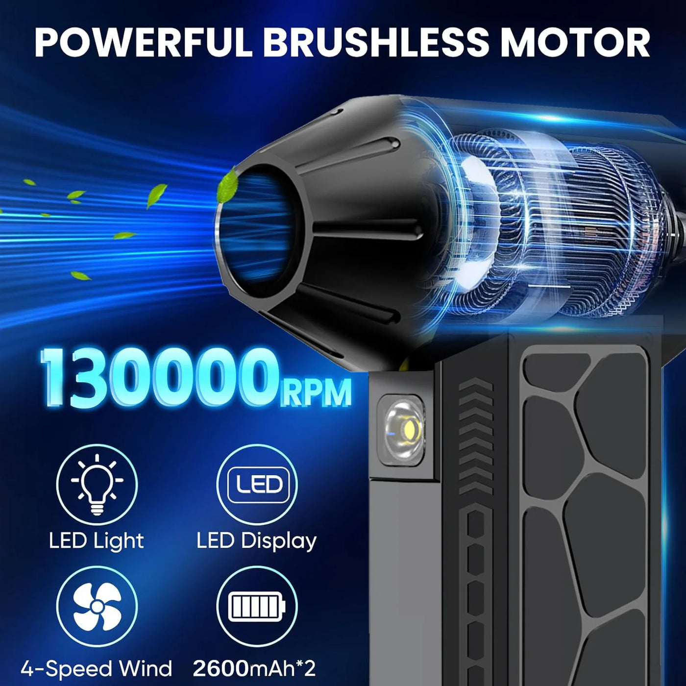 Compressed Air Duster Mini Blower Turbo Fan Cordless Electric air Duster for Keyboard PC Cleaning,No Canned for Home and Car