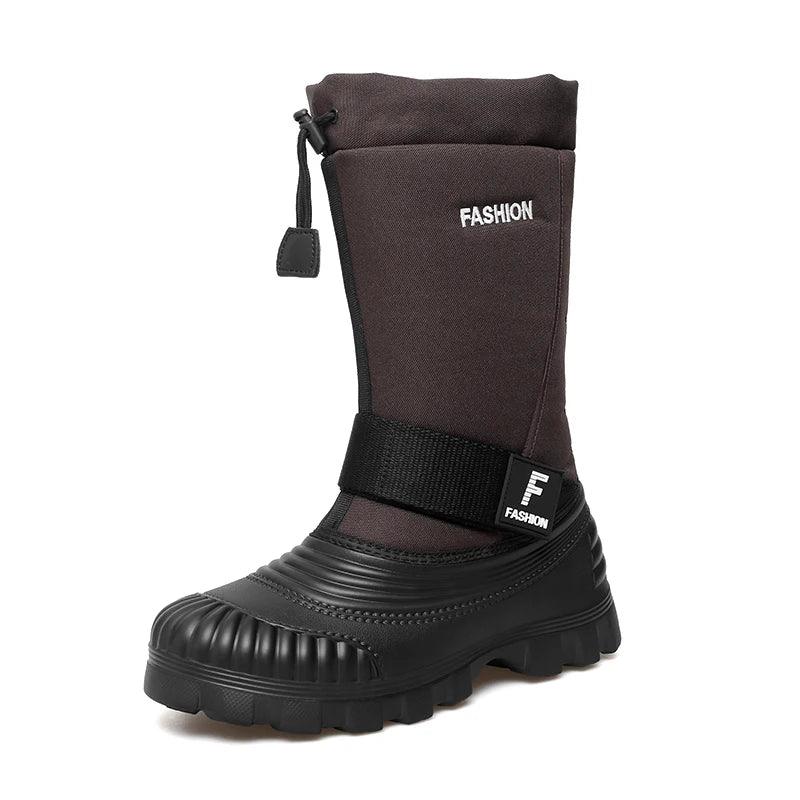 Winter Men's Snow Boots Waterproof Anti Slip Warm Cotton Shoes Outdoor Mid Calf High Top with Plush and Thickened Ski Boots