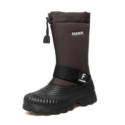 Winter Men's Snow Boots Waterproof Anti Slip Warm Cotton Shoes Outdoor Mid Calf High Top with Plush and Thickened Ski Boots