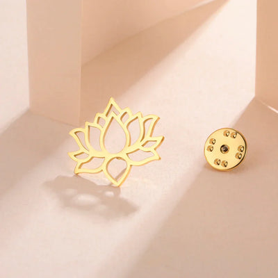 Dawapara Mandala Lotus Flower Brooch Lapel Pin Buddhism Spiritual Jewelry Fashion Stainless Steel Accessories