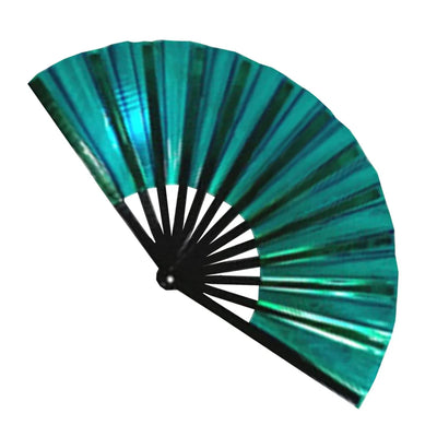 Holographic Hand Fan Raves Fans for Men Women Foldable Craft Holding Lasers Colors Hand Fan for Holiday Party