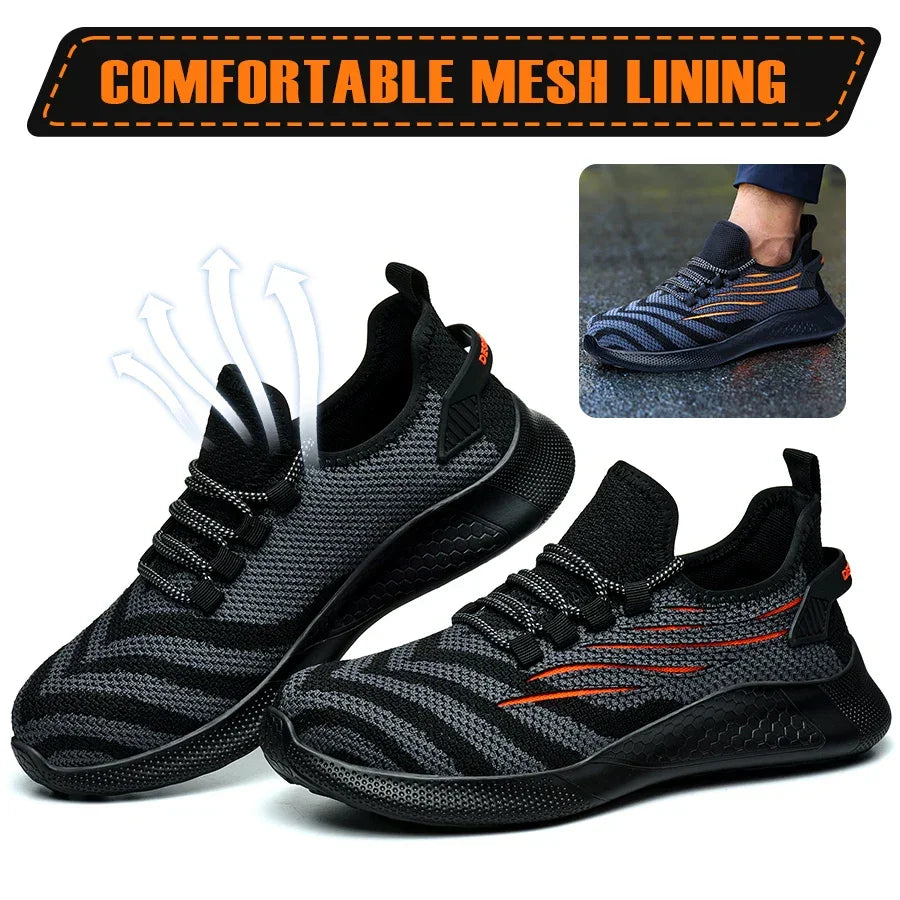Men Safety Shoes For Work Safety Boots Protect Breathable Anti-smash Steel Toe Sport Work Sneakers Construction Security Boots