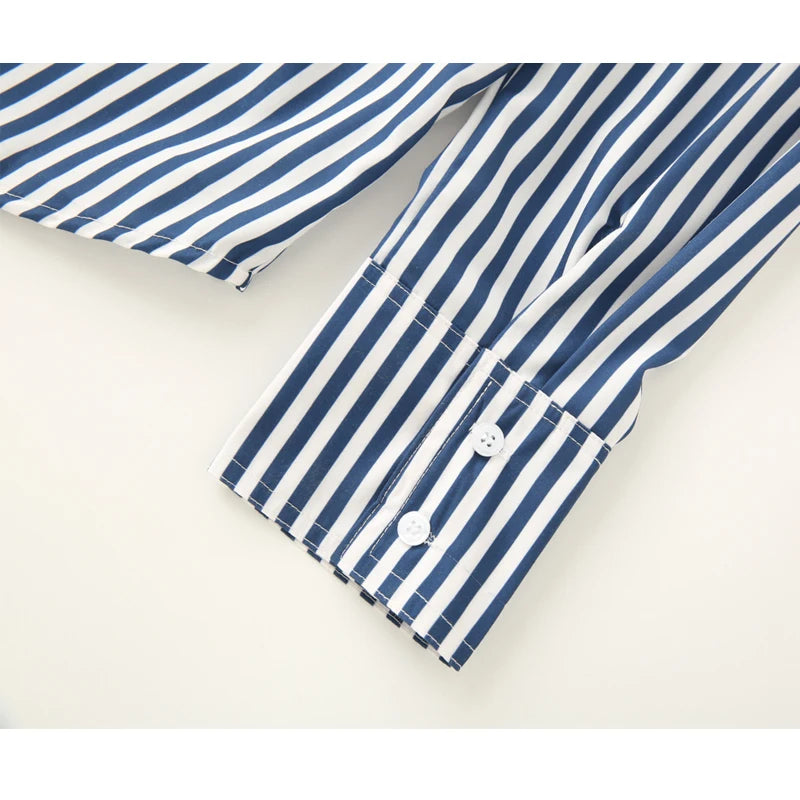 MUJER Striped Casual Shirts for Women Summer Button up Shirts and Blouses for Woman Oversize Blouse Women Long Sleeve Tops Woman