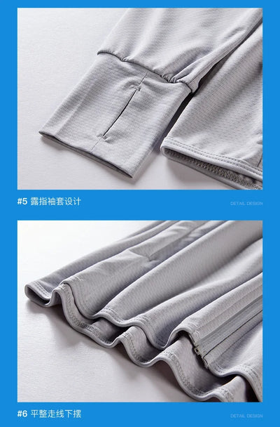 Summer Men's UPF 50+ UV Protection Lightweight Hoodie Long Sleeve SPF Jacket