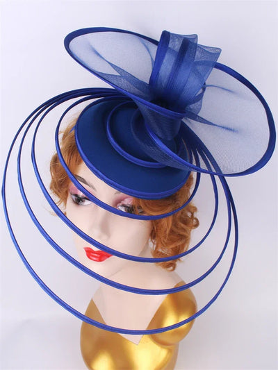 Big Fascinator Hat Royal Ascot Pillbox Caps Wedding Mesh Headpiece Women Party Banquet Chapeau Cap Headband Ladies Millinery