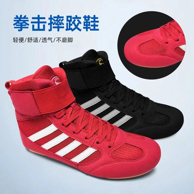 Boxing wrestling shoes children's adult training men women combat fighting Sanda high top shoes boots strength weightlifting gym