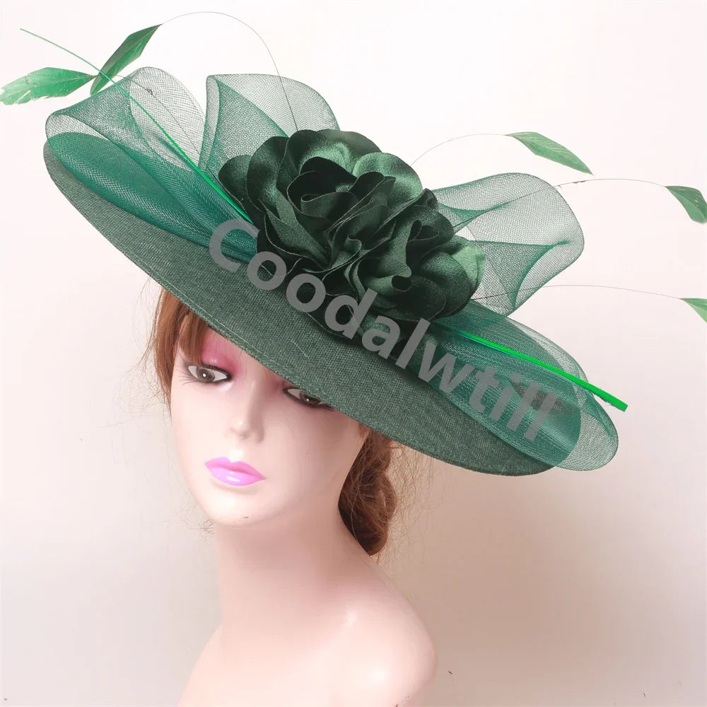 Royal Ascot Big Flower Fascinators Hat Women Wedding Pillbox Cap Ladies Derby Feather Fascinator Headdpiece Ladies Party Chapeau