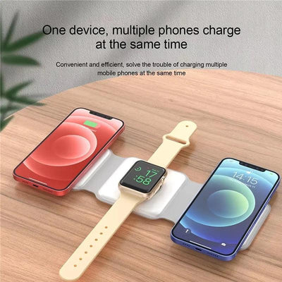 Wireless Charger 3 in 1 Charging Station for iPhone 15/14/13/12 Series Travel Charger for Multiple Devices for AirPods 3/2/Pro A