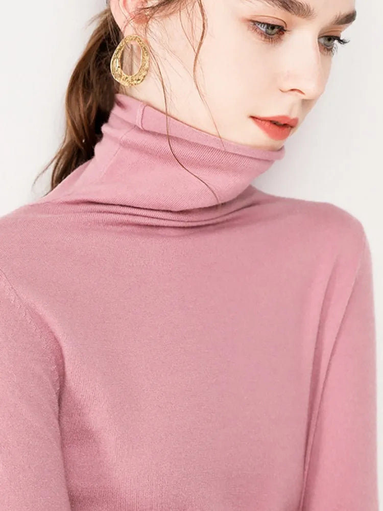 2025 Turtleneck Women Sweaters Autumn Winter Sweater Knitted Pullover Long Sleeve Woman Sweaters Tops Soft Jumper Pull Femme