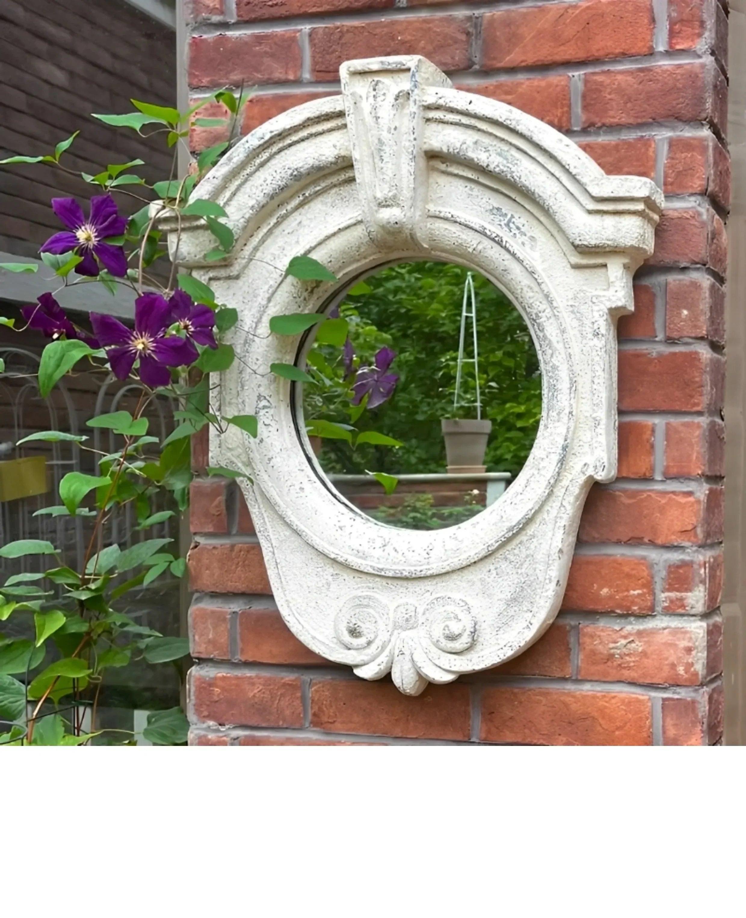 Wall-mounted garden mirror outdoor courtyard decor for balcony rustproof background wall creative homestay decoration