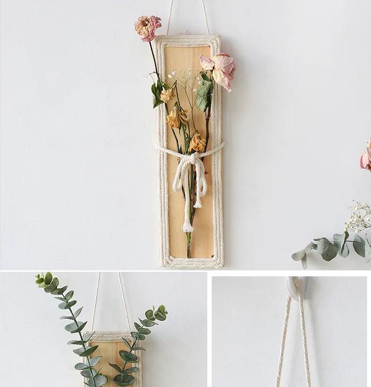 Bohemian with hand ceremony woven rope wood wall decoration simple home living room homestayings kawaii decor