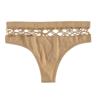Sexy Women's Thong Panties Mid Waist Hollow G-Strings Lingerie Breathable Nylon Underwear Ladies Thongs Underpants