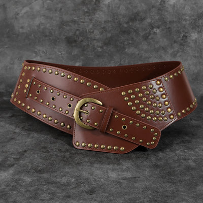 New vintage haute couture fashion with a dress with a hipster studded punk waist seal