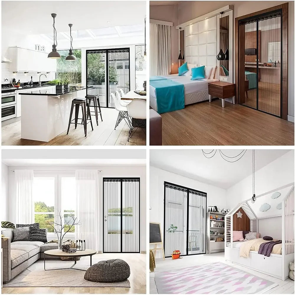 Magnetic Screen Door Curtain Anti Mosquito Keeps Bug Out Automatic Self-Closing Household Ventilation Door Mesh Curtain 38x82in