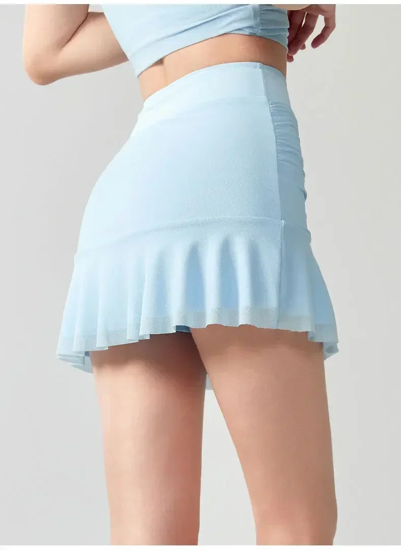 A-line Short Skirt for Women, Anti Glare Casual Sports Skirt, Seamless High Waisted Running and Fitness Tennis Skirt