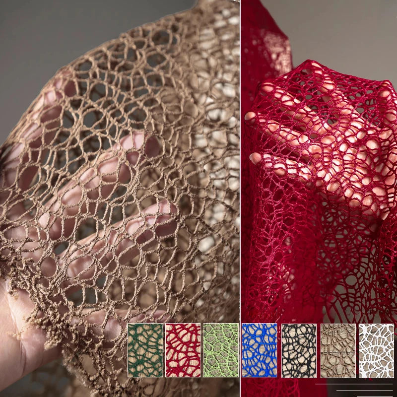 Hollow Out Large Mesh Fabric with Irregular Winding Hook and Flower Texture Creative Dress DIY Clothing Decoration Fabric