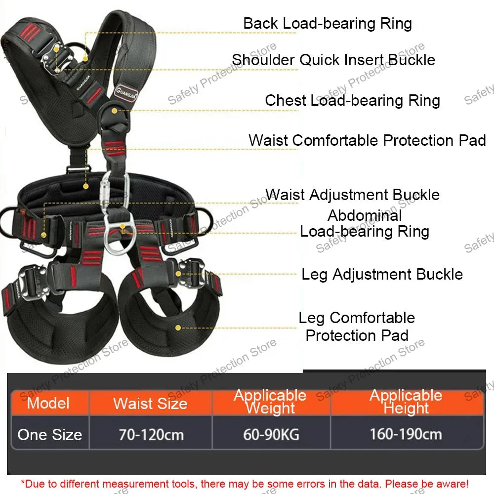 High Altitude Work Safety Harness Full Body 5-Point Safety Belt Outdoor Climbing Mountaineering Construction Rescue Equipment
