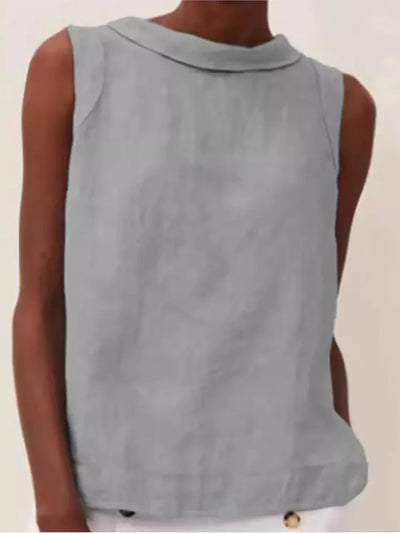 Solid Linen Women's Office Tops