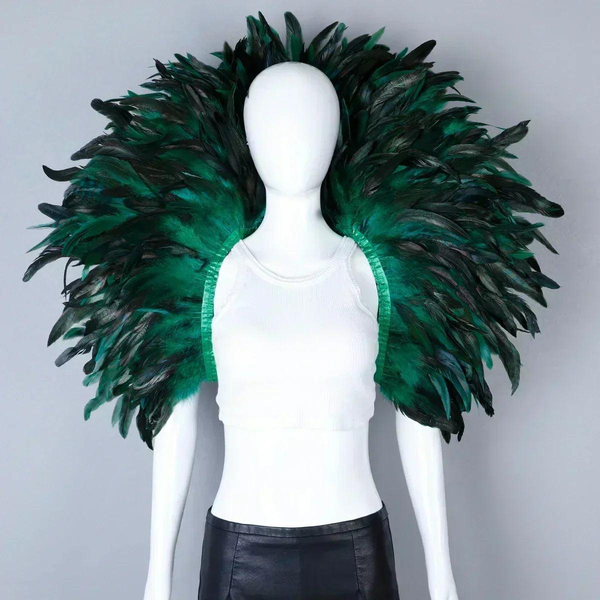 Designer feather scarf (punk halloween carnival masked ball party)accessory