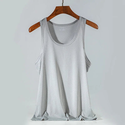 Men's Ice Silk Mesh Tank Tops Gym Stringer Transparent Bodybuilding Sleeveless Shirt Fitness Vest Male mesh Muscle Singlets