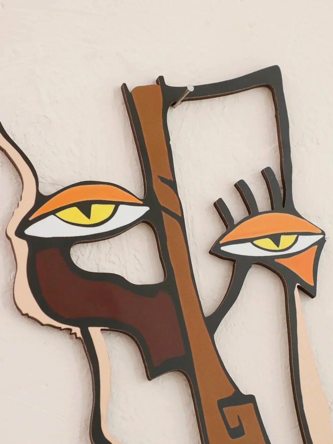 Abstract face wall hanging wooden decor home and office decorative for living room bedroom hallway crafts gift