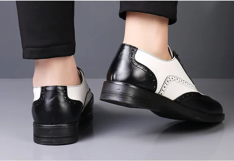 Retro Men's Oxford Shoes Fashion Block Carved Casual Shoes Social Shoes Male Business Dress Leather Shoe Zapatos Para Hombres