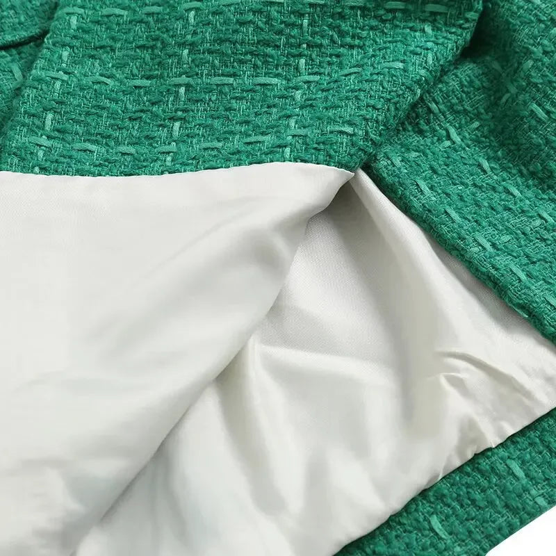 Green Double Breasted Women's Blazer, Beige, Black, Red Women Suit Jacket, Spring Vintage Female Coats