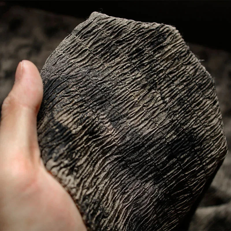 Moss Three-dimensional Folds Irregular Texture Stir Fried Fabric Meilad New Chinese Style Vintage Clothing Designer Fabric