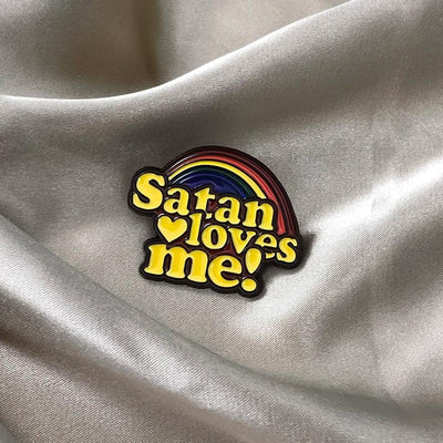 Rainbow Satan Loves Me Enamel Pin Lucifer Followe Atheist Occultist People Brooch Lapel Backpack Badge Perfect Jewelry Gift