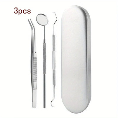 Tooth Cleaning Kit, Including Case, Tongue Scraper, Tweezers Scrapers Debris Removers,Toothpick Tools, Featuring Non-Slip Handle