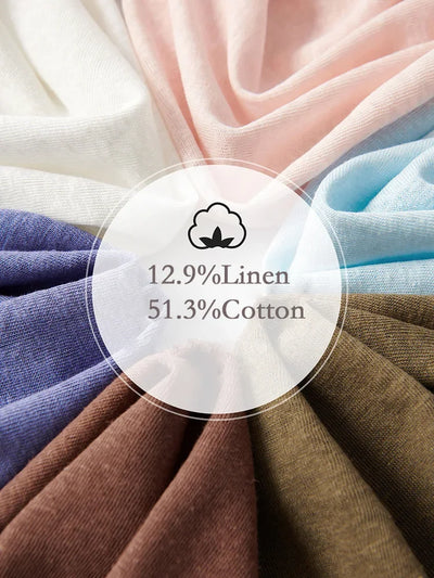 Women's Linen Round Neck Transparent Tops