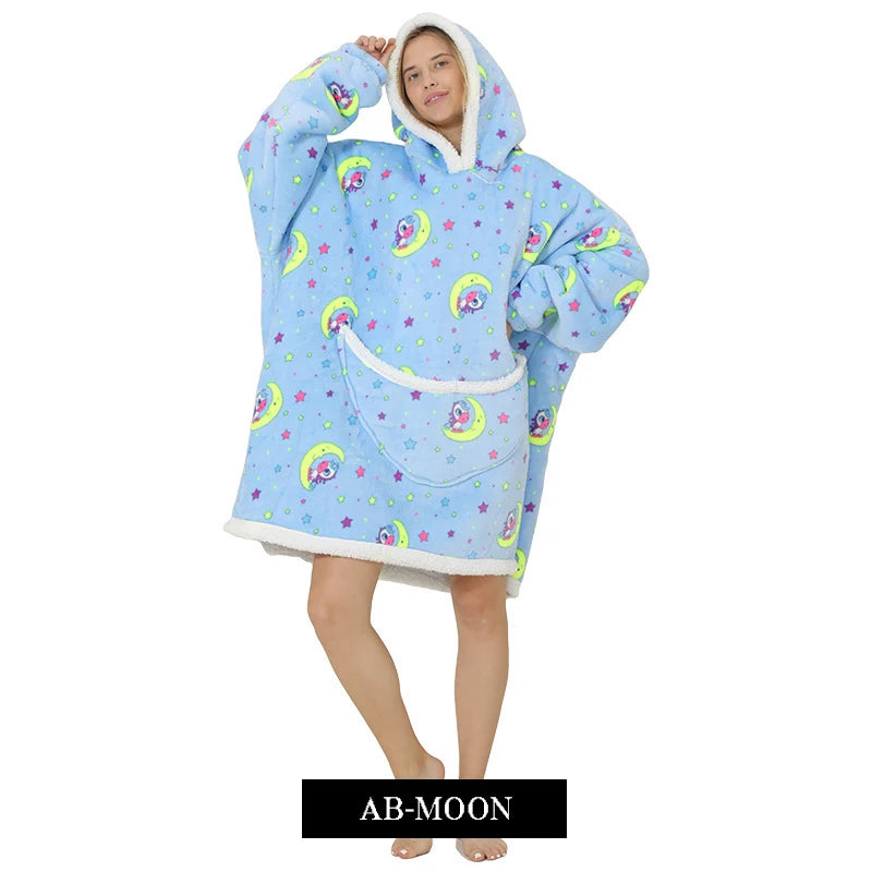Blanket Hoodie Sherpa Fleece Oversized Wearable Blanket Warm Thick Big Hooded Sweatshirt Blanket for Women Adults Men Teens