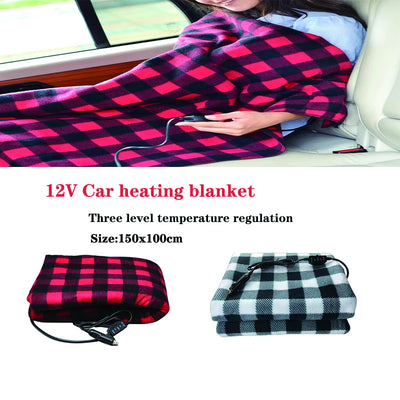 12V RV Car Heating Blanket Plaid Autumn Winter Outdoor Camping Electric Heated Blankets Warm Coat Blanket Energy Saving Warmer