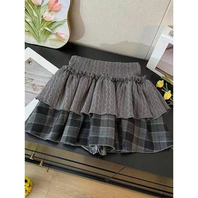 Spring Casual American Vintage A-Line Skirts Women 2000s Y2k Bow Plaid Skirts Korean Fashion Japanese Kawaii Clothing Subculute
