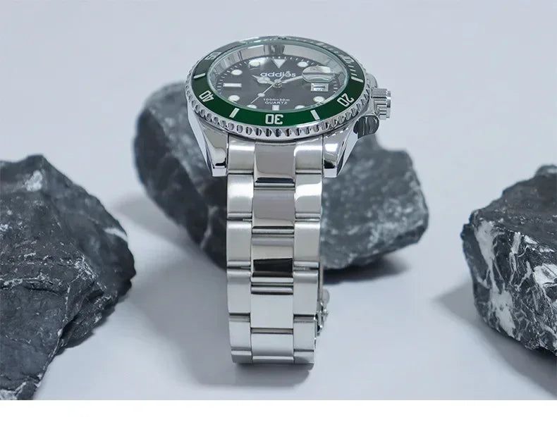 2025Advanced men's watches high-end products green water ghost quartz watches steel band waterproof luminous watches