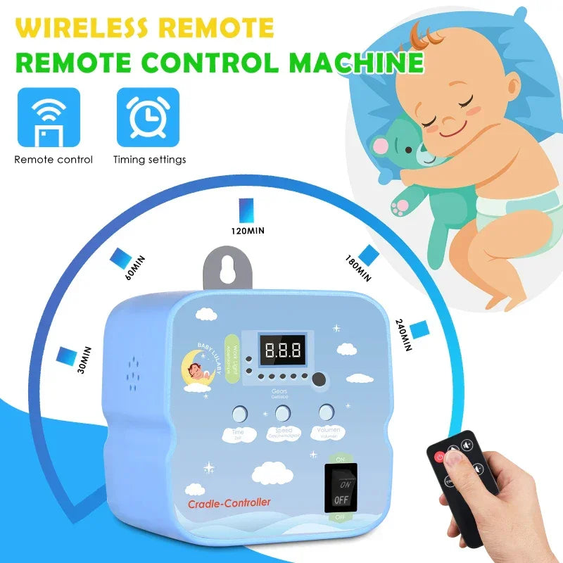Babyschaukel-Controller Electric Baby Swing Controller,2 Spring,Remote Control, Motor Spring Bracket, Adjustable Timer, No Noise
