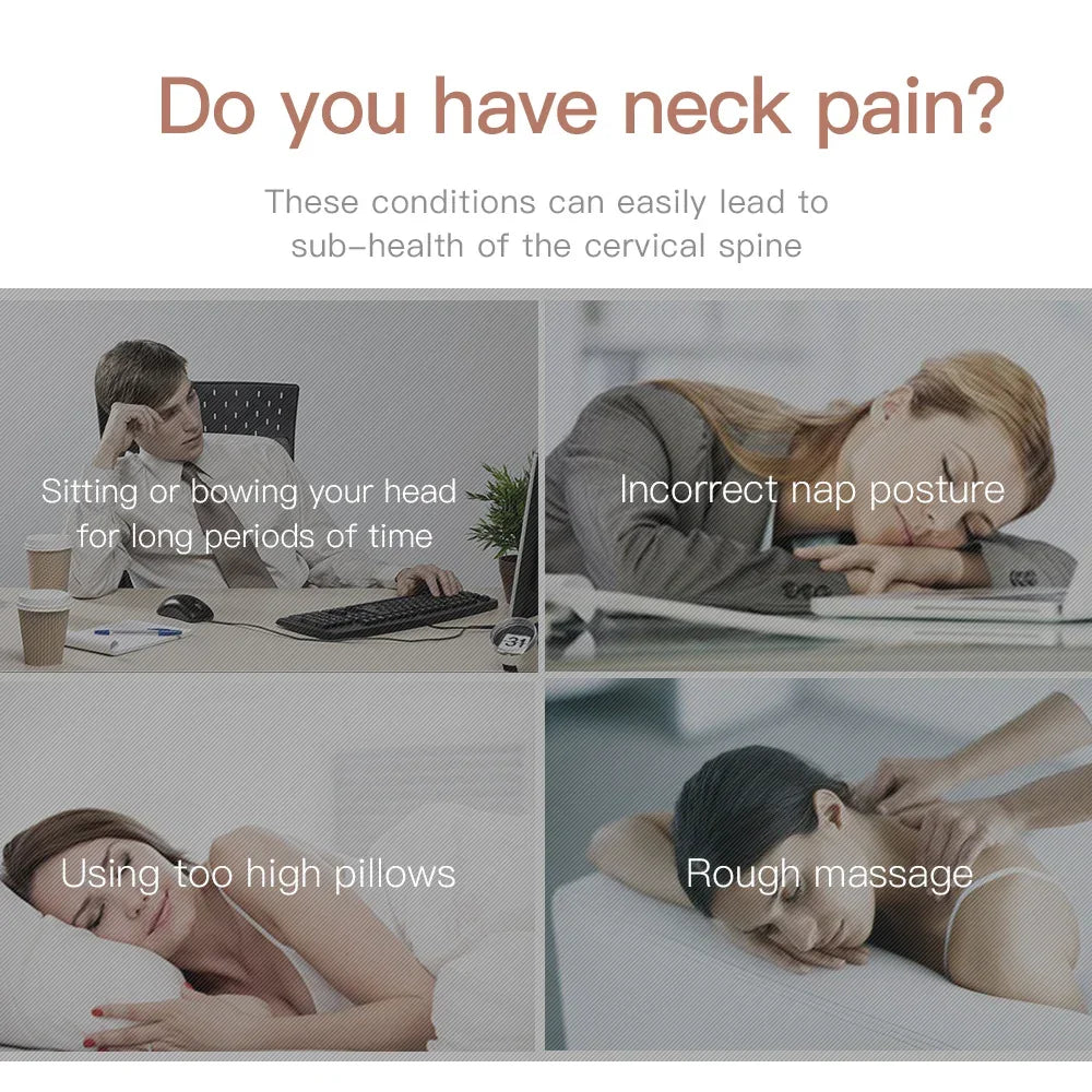 Electric Neck Massager Vibration Masssge Pillow Air Compression Kneading Heat  Massager Neck Stretcher Cervical relieve Pain