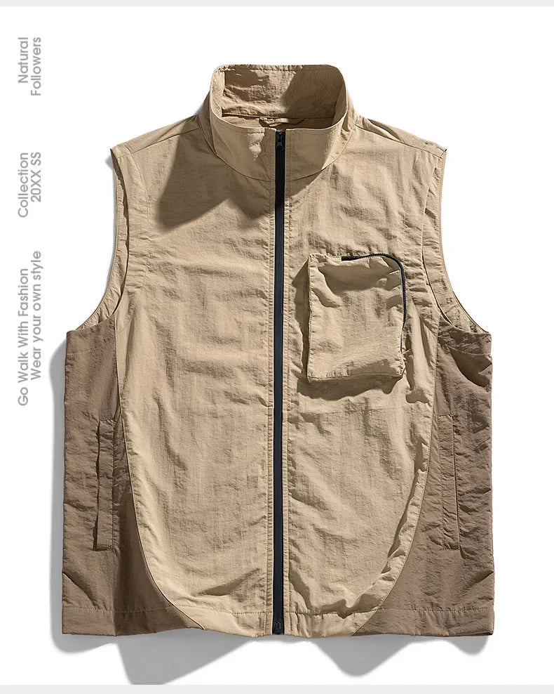 Men's vest for spring and summer new outerwear for camping hiking outdoor charging fashionable trend simple and high-end vest