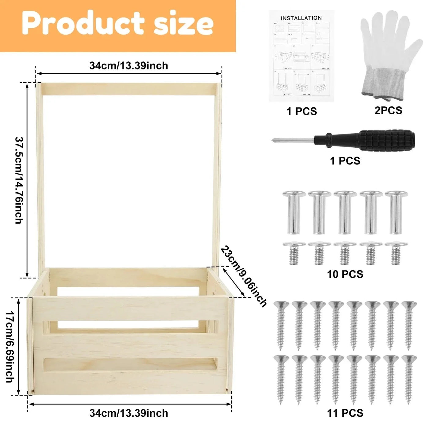 Wood Storage Crate Baby Toys Clothing Organizer Box Children Portable Basket Long Handle Sturdy