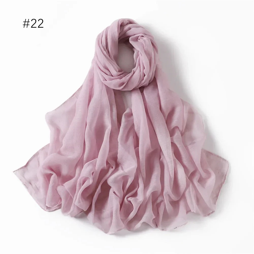 New Cotton Linen Scarf For Women Girls Students Autumn Classic Solid Color Scarves Retro Soft Foulard Viscose Female Wrap Shawls