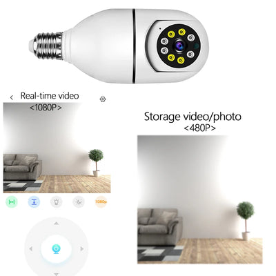 Bulb Surveillance Camera Night Vision Wireless 355° Wifi IP PTZ Outdoor Camera Indoor Security Monitor Wifi Camera Smart Securit