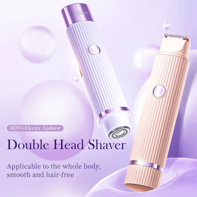 Electric Razors for Women 2in1 Bikini Trimmer Facial Mustache Shavers for Ladies Body Underarms Legs Portable Painless Epilator