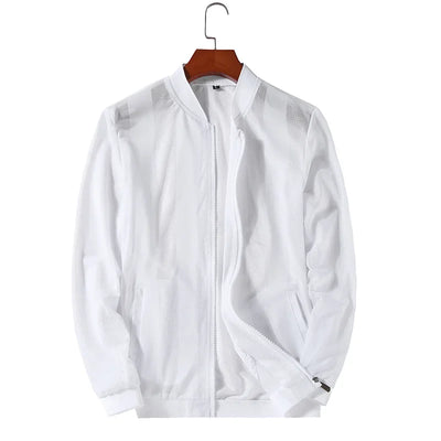 Men's Summer Casual Jackets Cool Lightweight Hooded Zip Jacket with Pockets Summer Essential Outerwear  Cut-Out Jacket