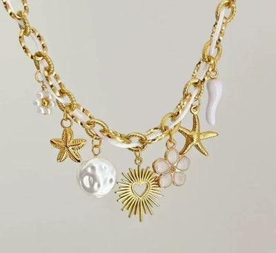 Handmade Scarf Choker Necklace for Women Girls New Fashion Fish Baroque Pearl Pendant Necklace Bohemian Vacation Necklace Gifts