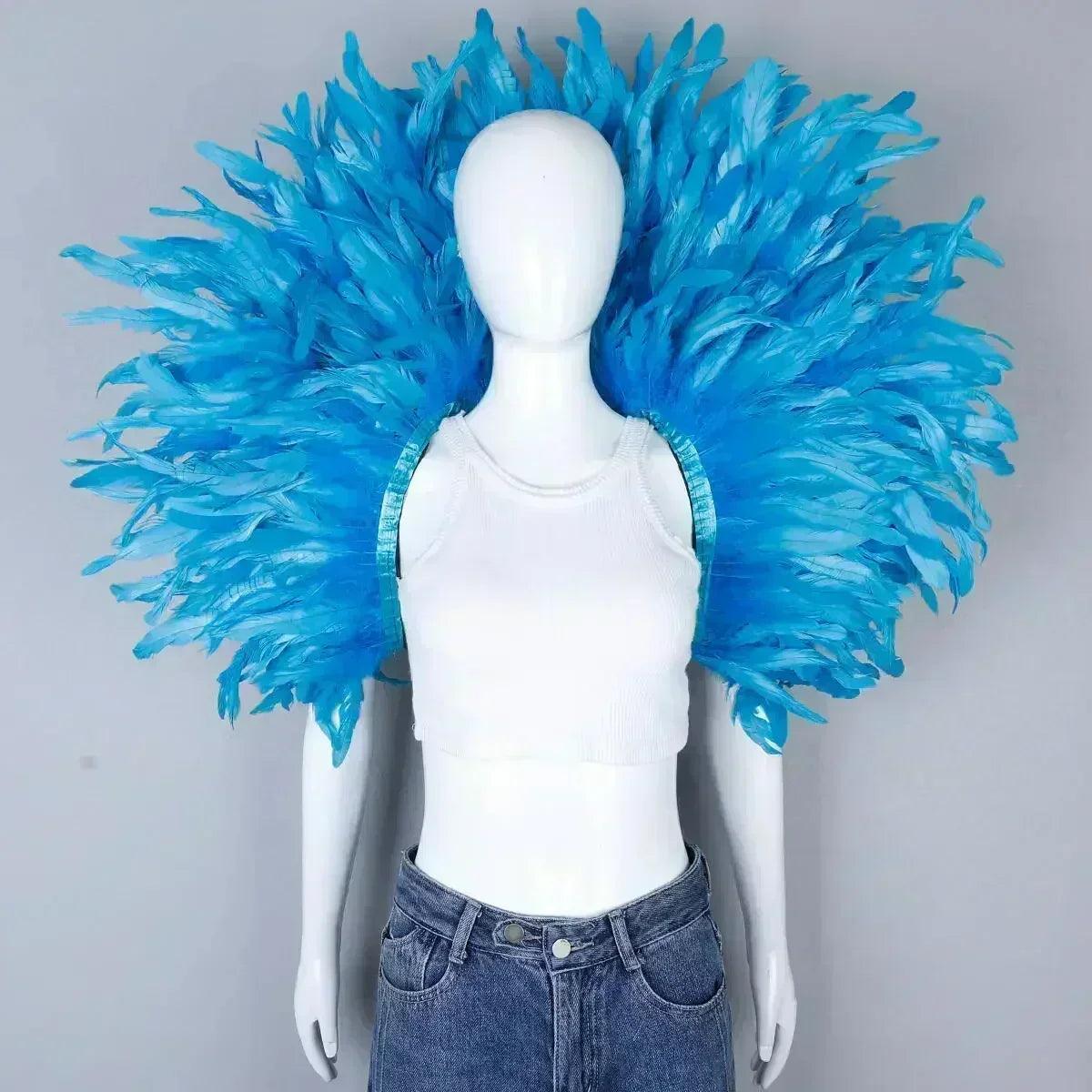 Designer feather scarf (punk halloween carnival masked ball party)accessory