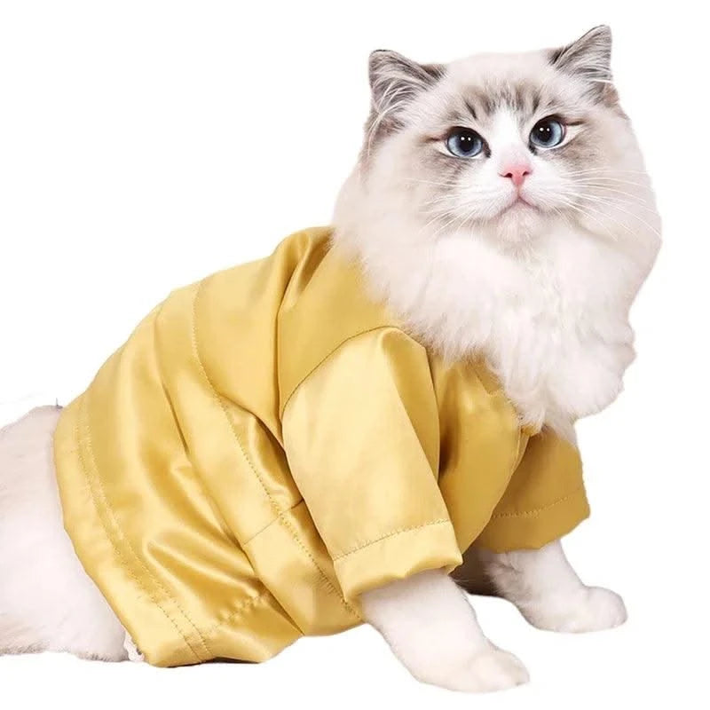 Fashionable Pet Clothes Summer Shirt Cat Wear Silk Dazzle Breathable Thin Non-Stick Fur Traditional Chinese Garments Cat Dresses