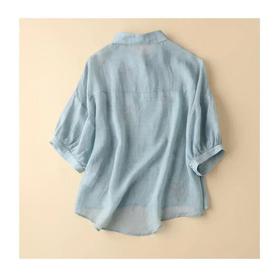 Seven Point Cotton Linen Top For Women