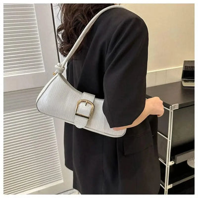 Women Stylish PU Leather Sling Bag Solid Colour Zipper